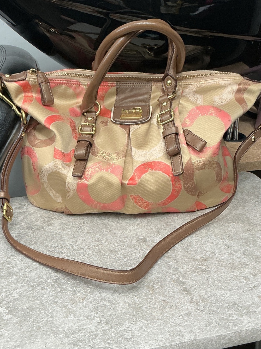 Coach Madison Op Art Metallic Signature Satchel EUC